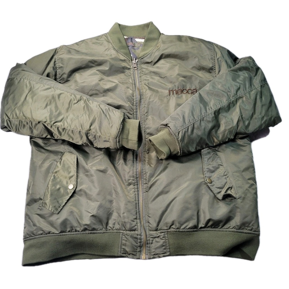 VTG 90s MECCA USA Insulated Puffer Down Winter Jacket Mens XL Green/Camo